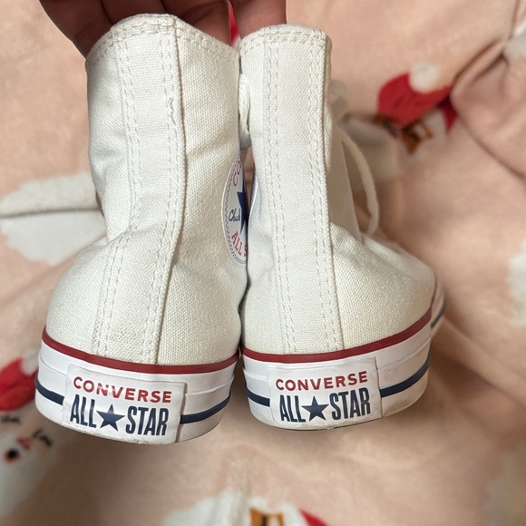 Converse White Canvas High-Tops with Red and Blue Trim - Picture 4 of 10
